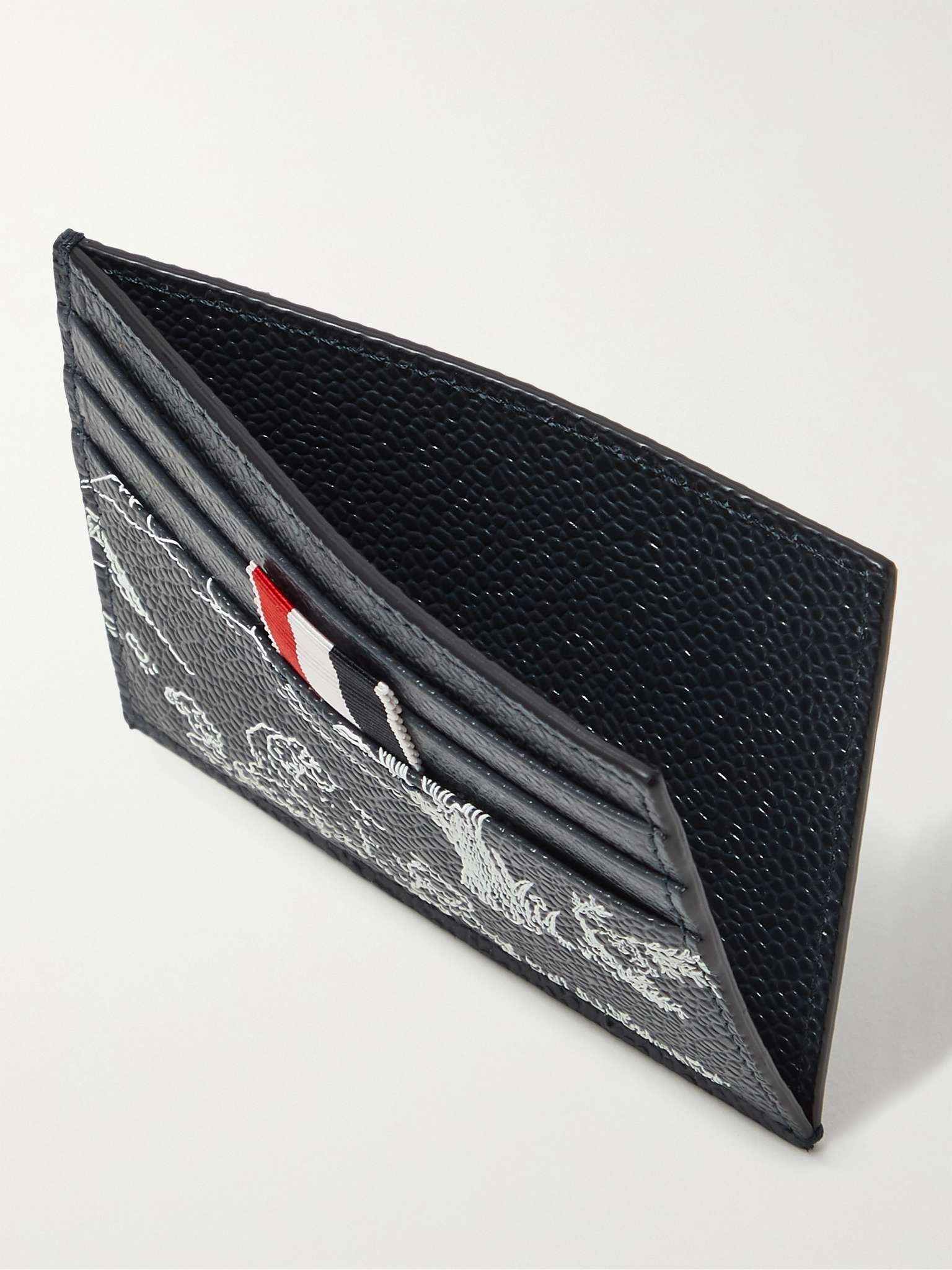 Striped Grosgrain-Trimmed Printed Pebble-Grain Leather Cardholder - 2