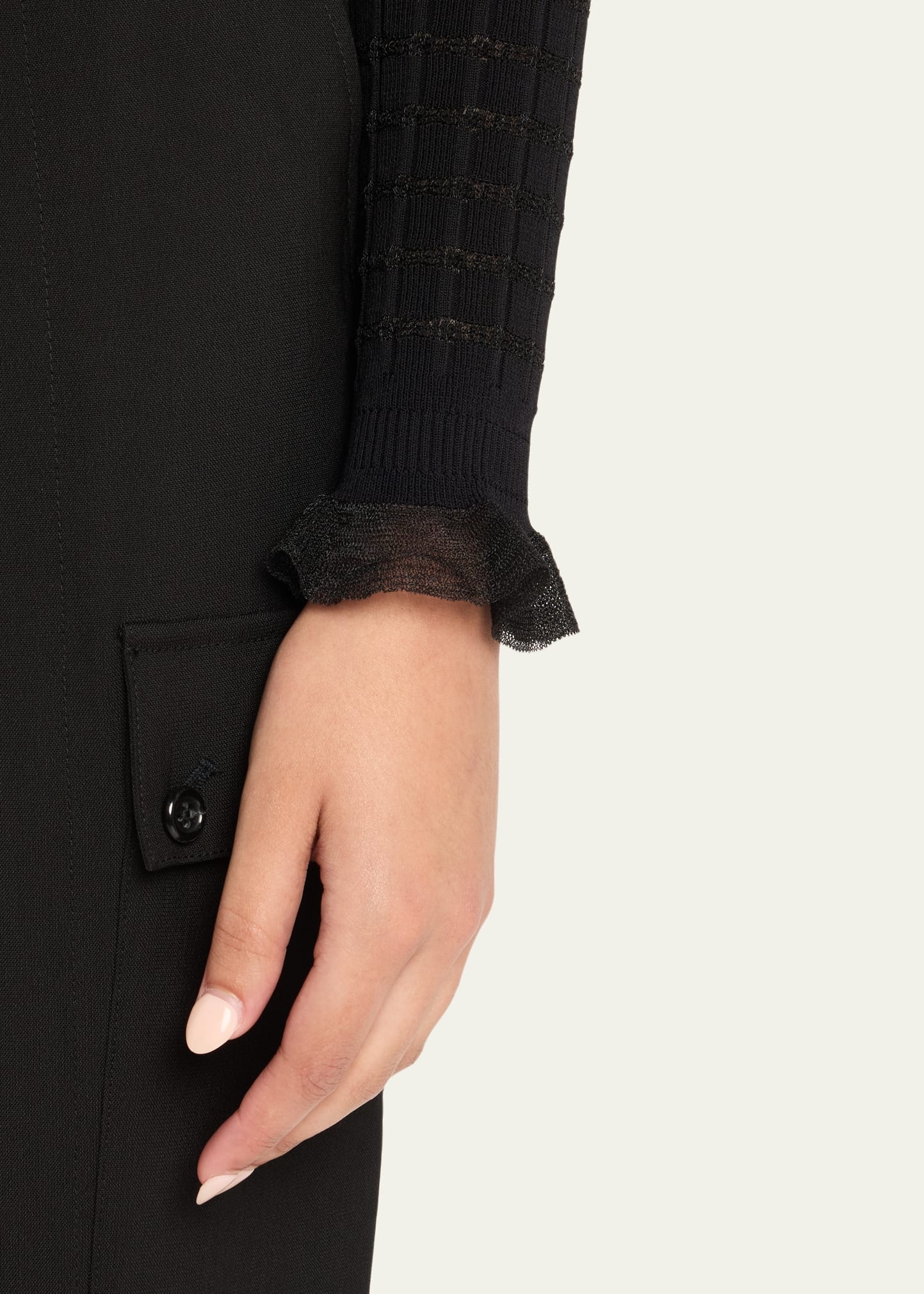 Ruffle-Trim V-Neck Cardigan - 5