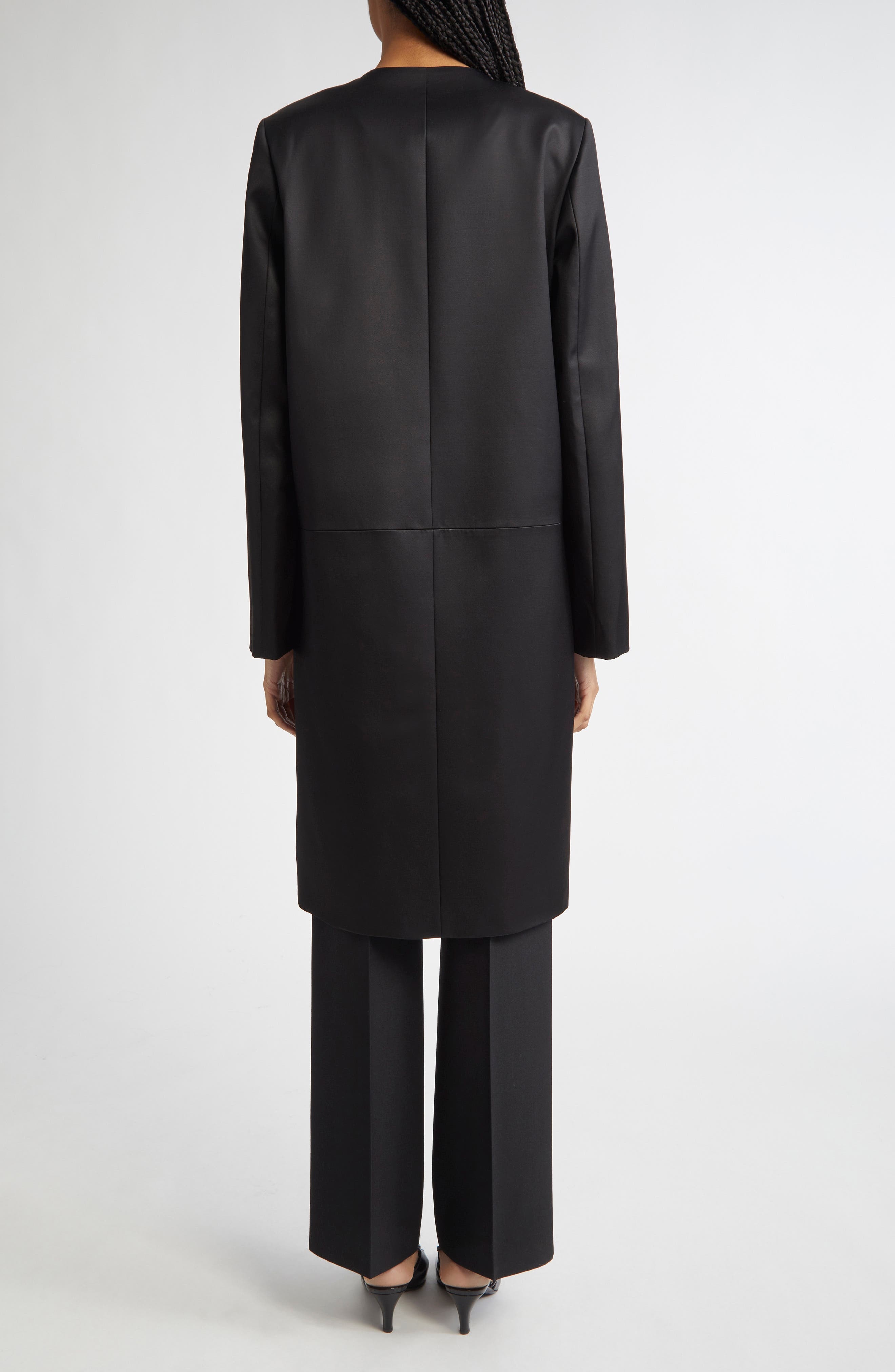 TOTEME Collarless Chintz Coat in Black at Nordstrom - 4