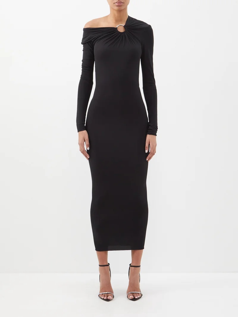 One-shoulder jersey midi dress - 1