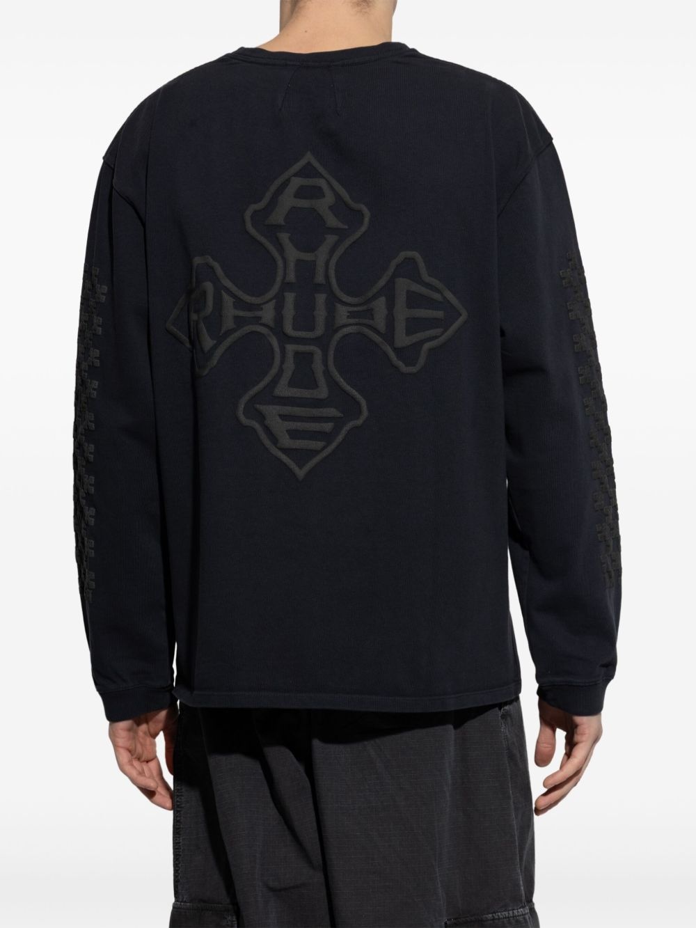 raised-logo cotton sweatshirt - 4