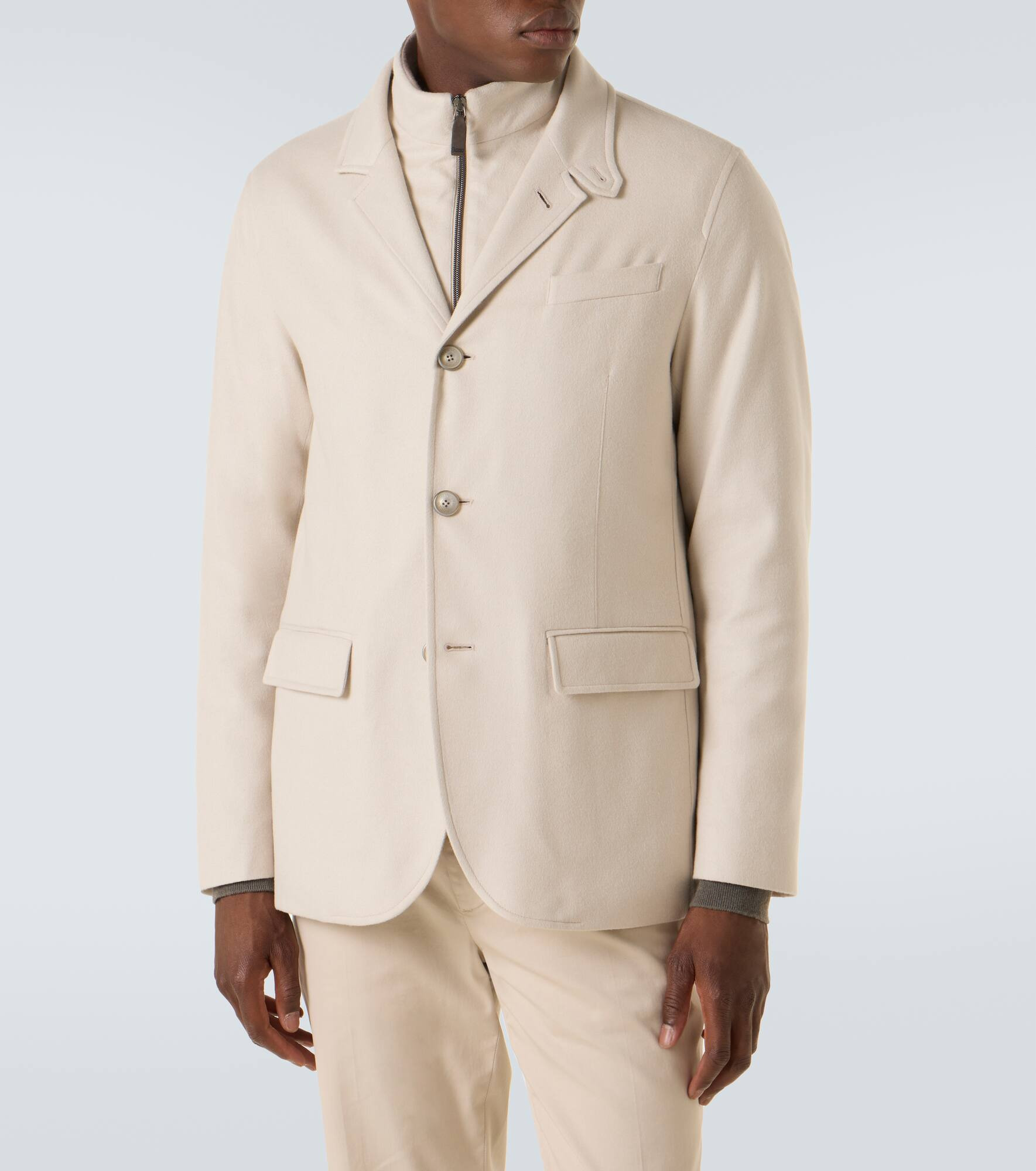 Layered silk and cashmere blazer - 3