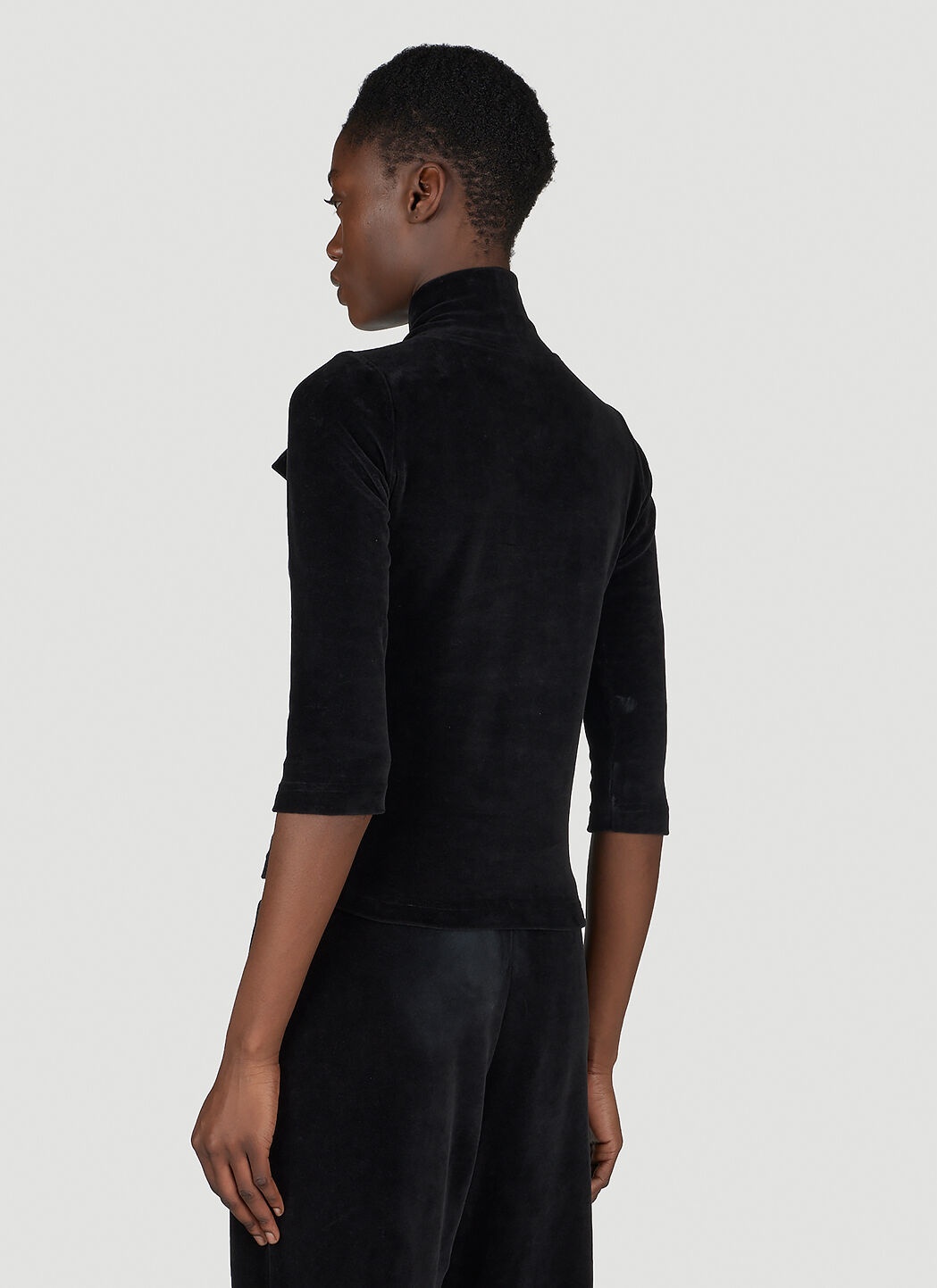 BALENCIAGA Scarf Turtleneck Terry-Cloth Blouse | lncc