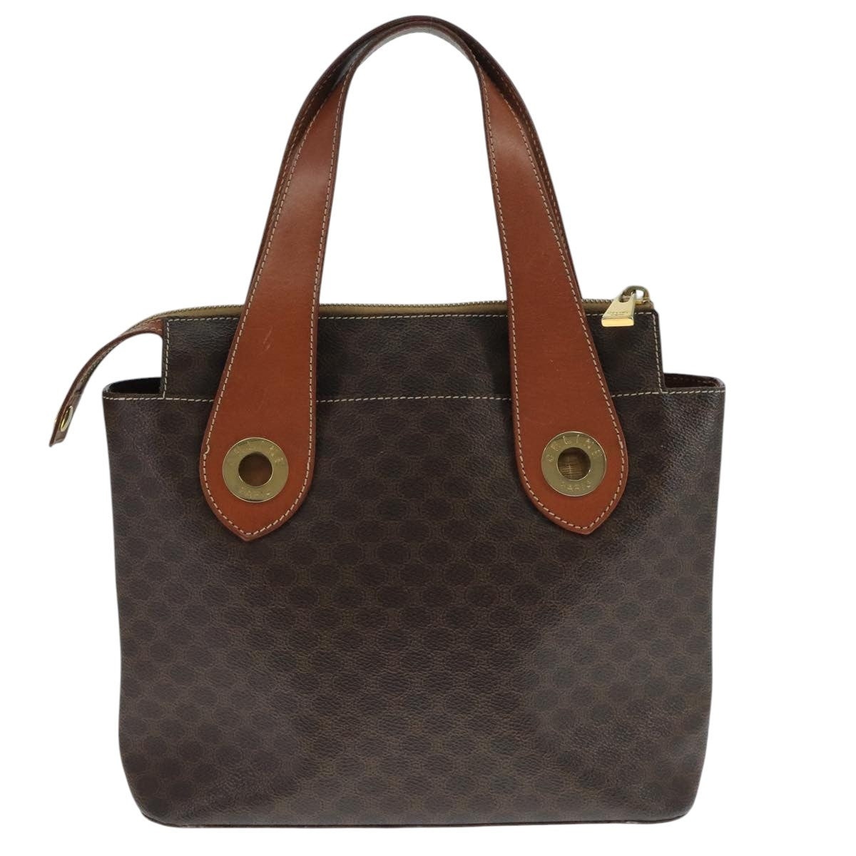 CELINE Macadam Canvas Hand Bag Pvc Leather Brown Gold - 2
