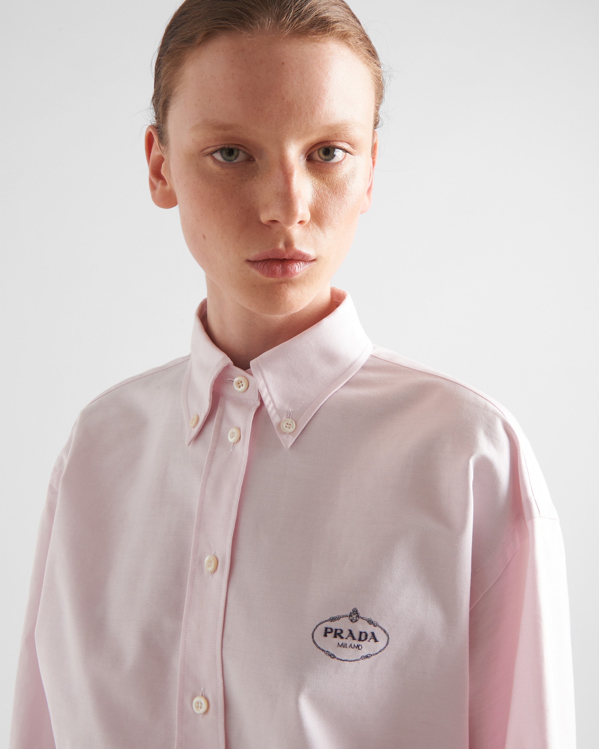 Prada Embroidered Oxford cotton shirt | REVERSIBLE