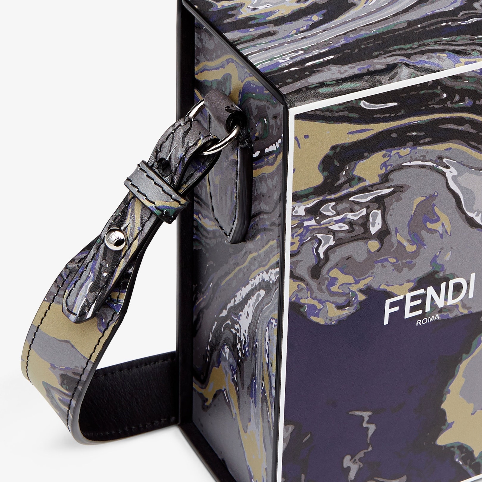 Marble-print leather bag - 5