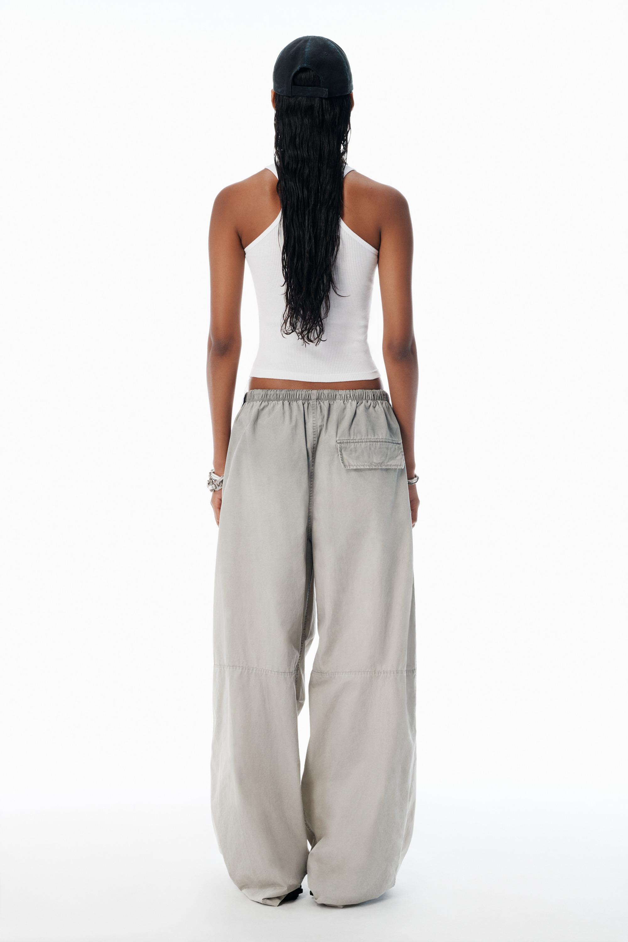 grey parachute pants with logo print - 4