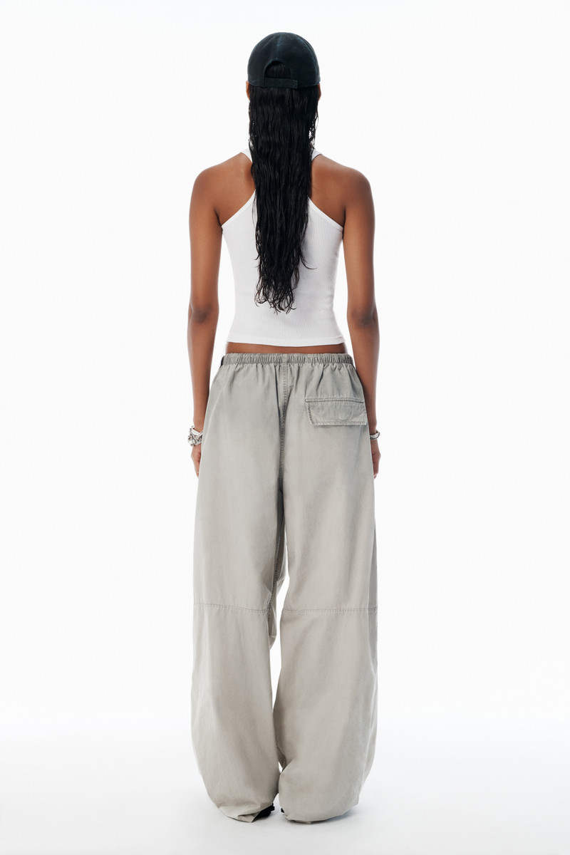 grey parachute pants with logo print 4
