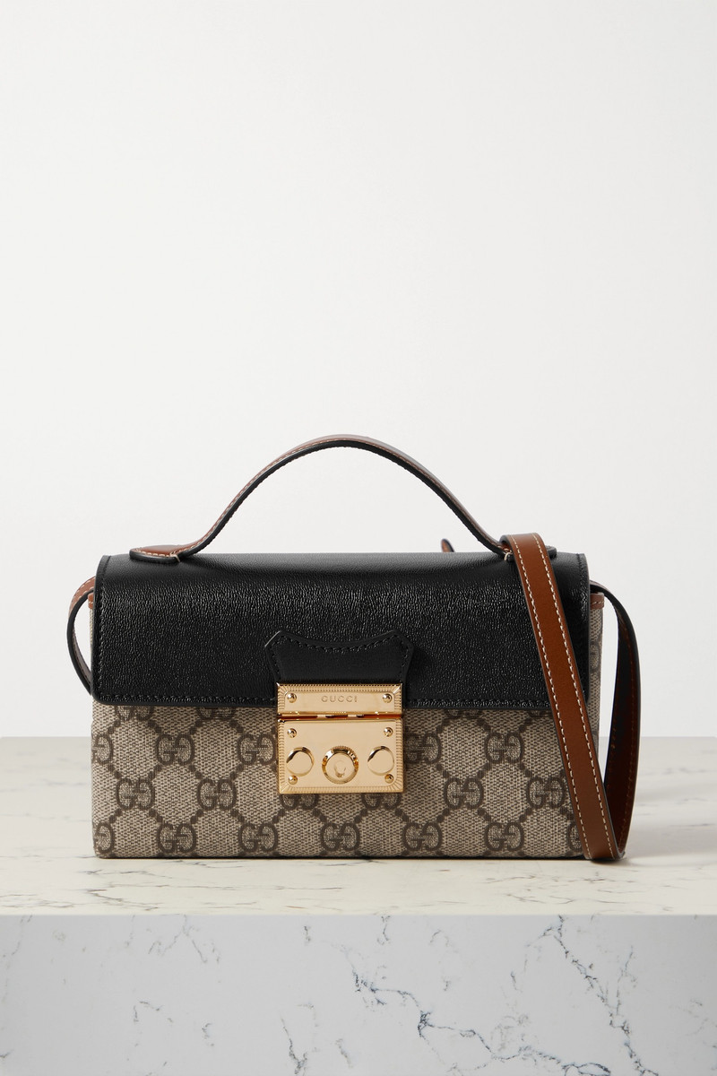 Padlock leather and printed coated-canvas tote - 1
