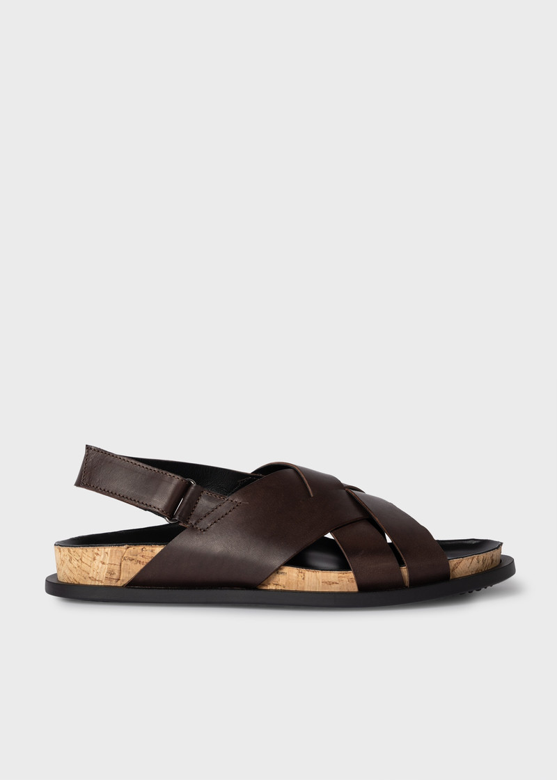 Dark Brown Leather 'Paros' Sandals 1