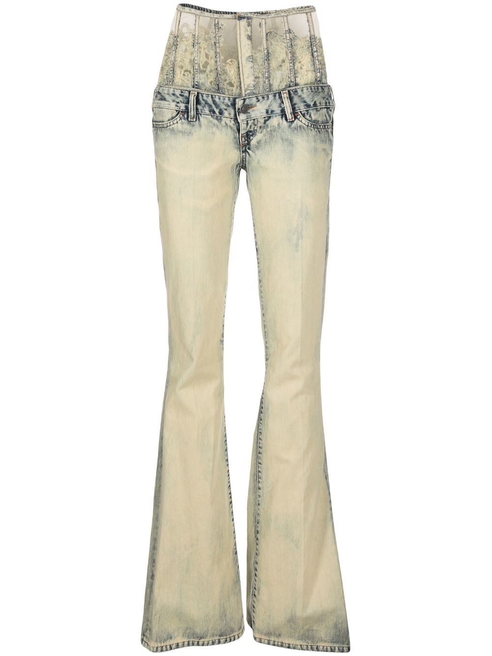 lace-high-waist flared jeans - 1