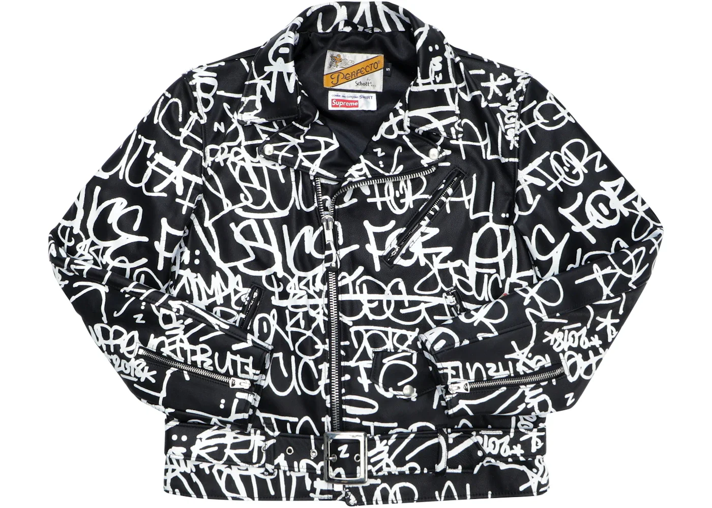 Supreme Comme des Garcons SHIRT Schott Painted Perfecto Leather Jacket Black - 1