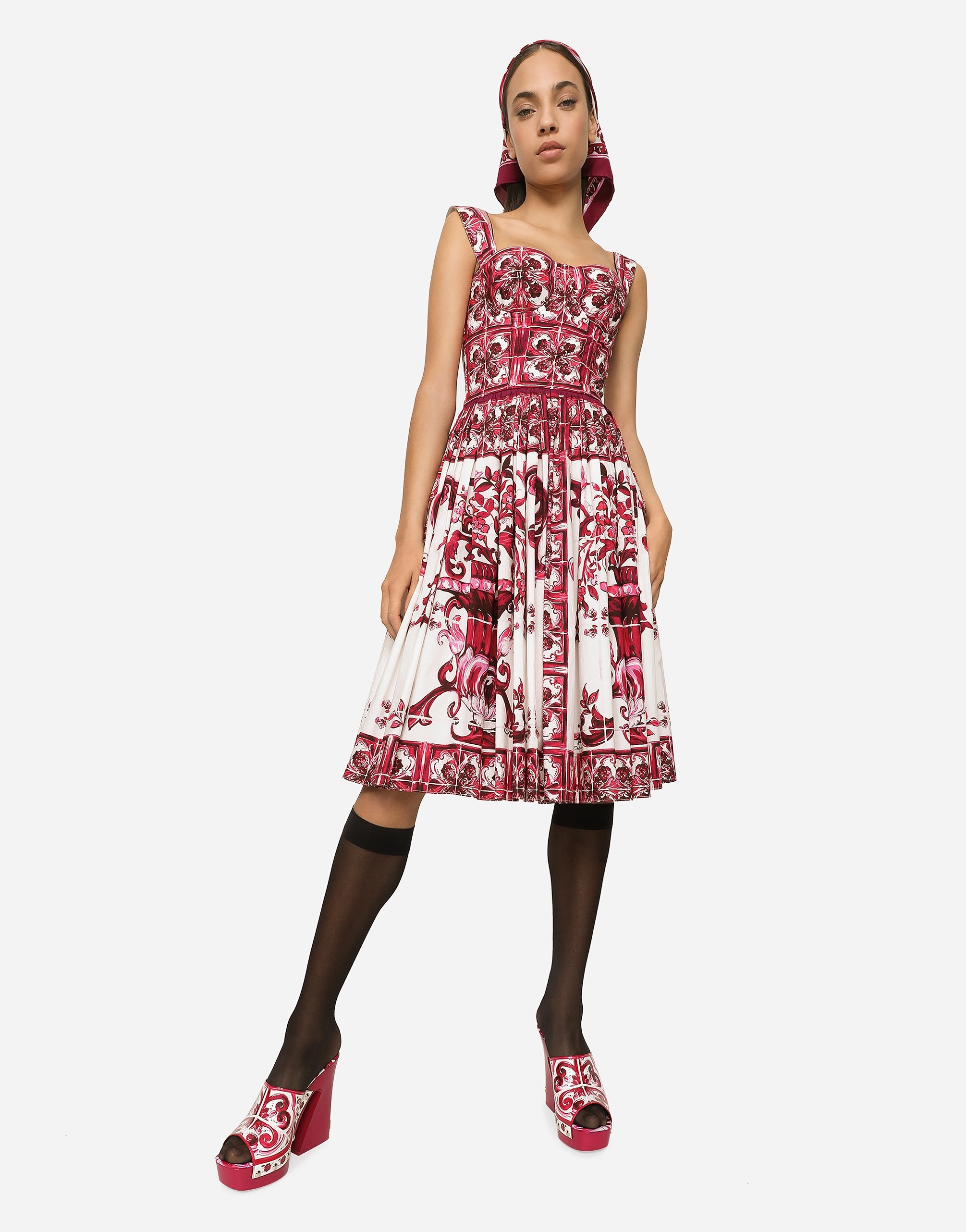 Charmeuse Midi Dress In Majolica Print