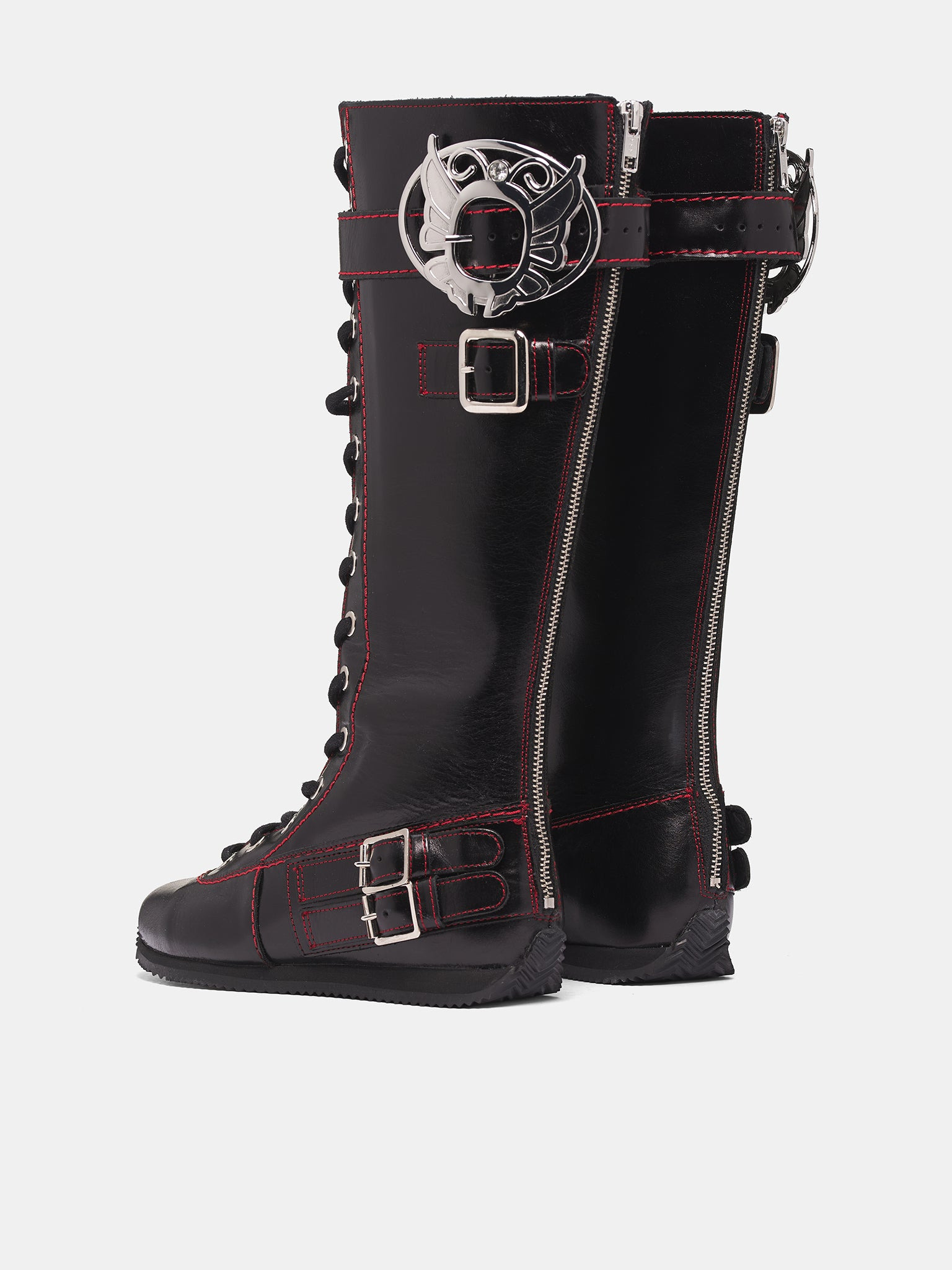 Black Leather Stefanie High Boots - 5