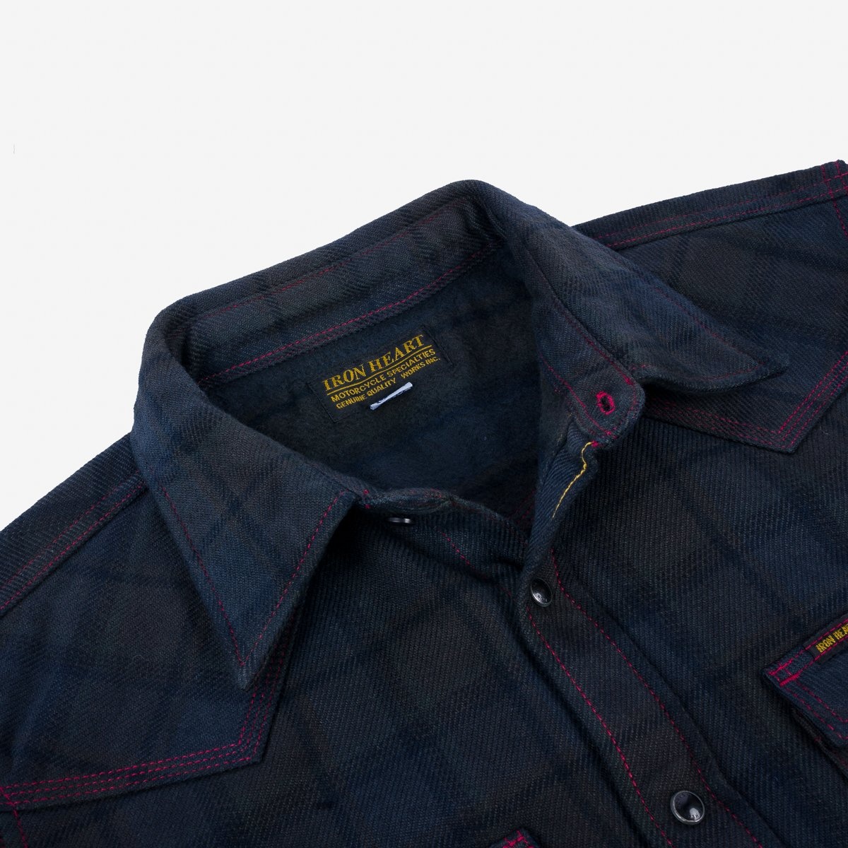 IHSH-340-OD Ultra Heavy Flannel Classic Check Western Shirt - Red Overdyed Black - 7