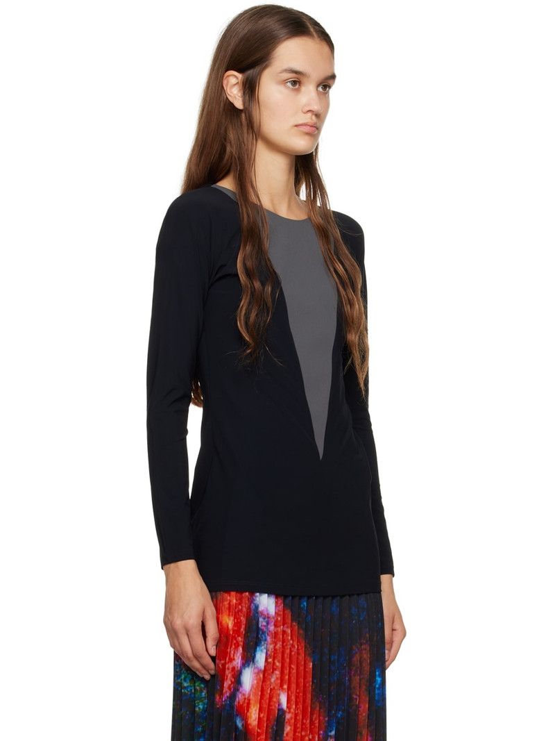 MM6 Maison Margiela Black & Grey Paneled Long Sleeve T-Shirt outlook