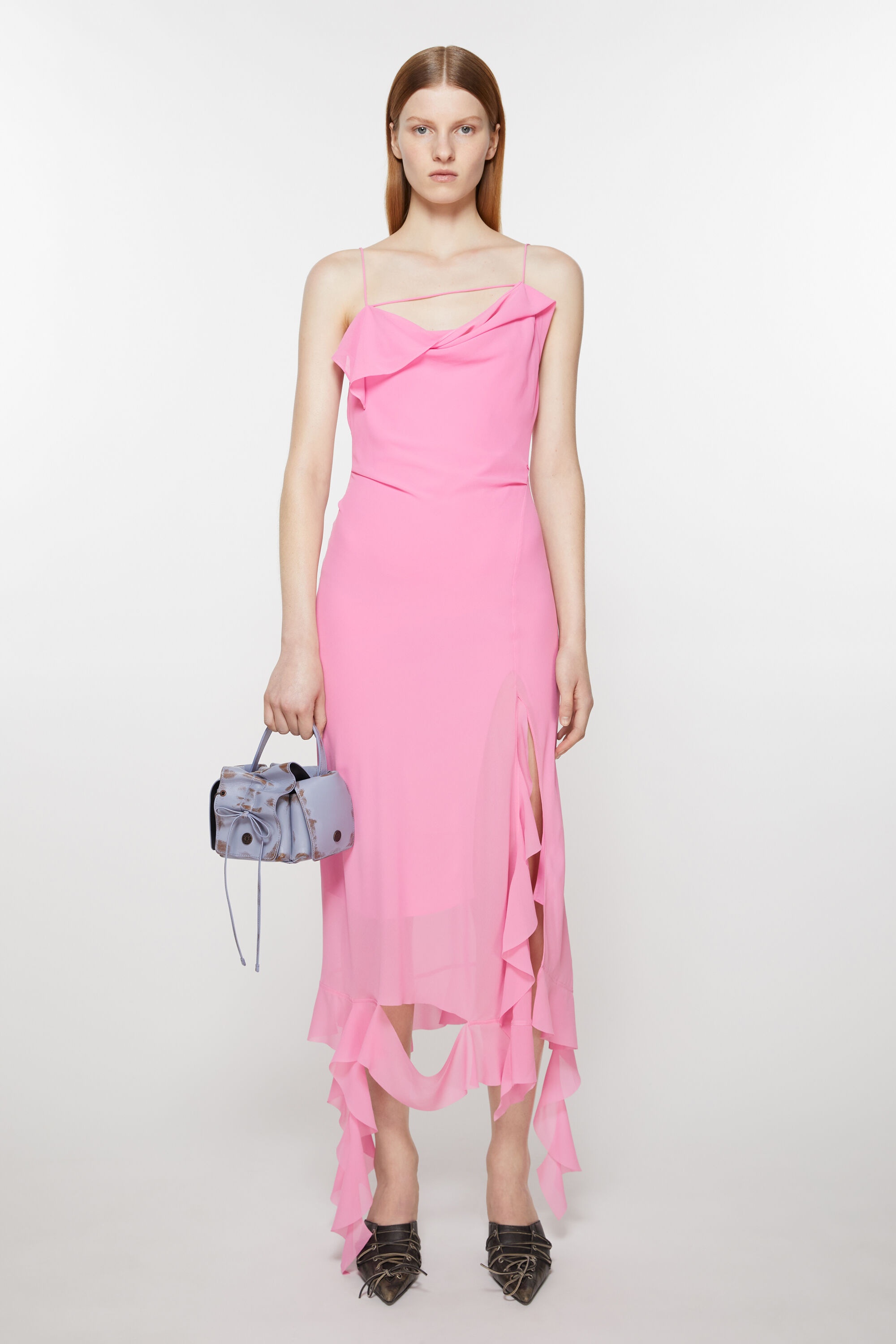 Ruffle strap dress - Bubble Pink - 2