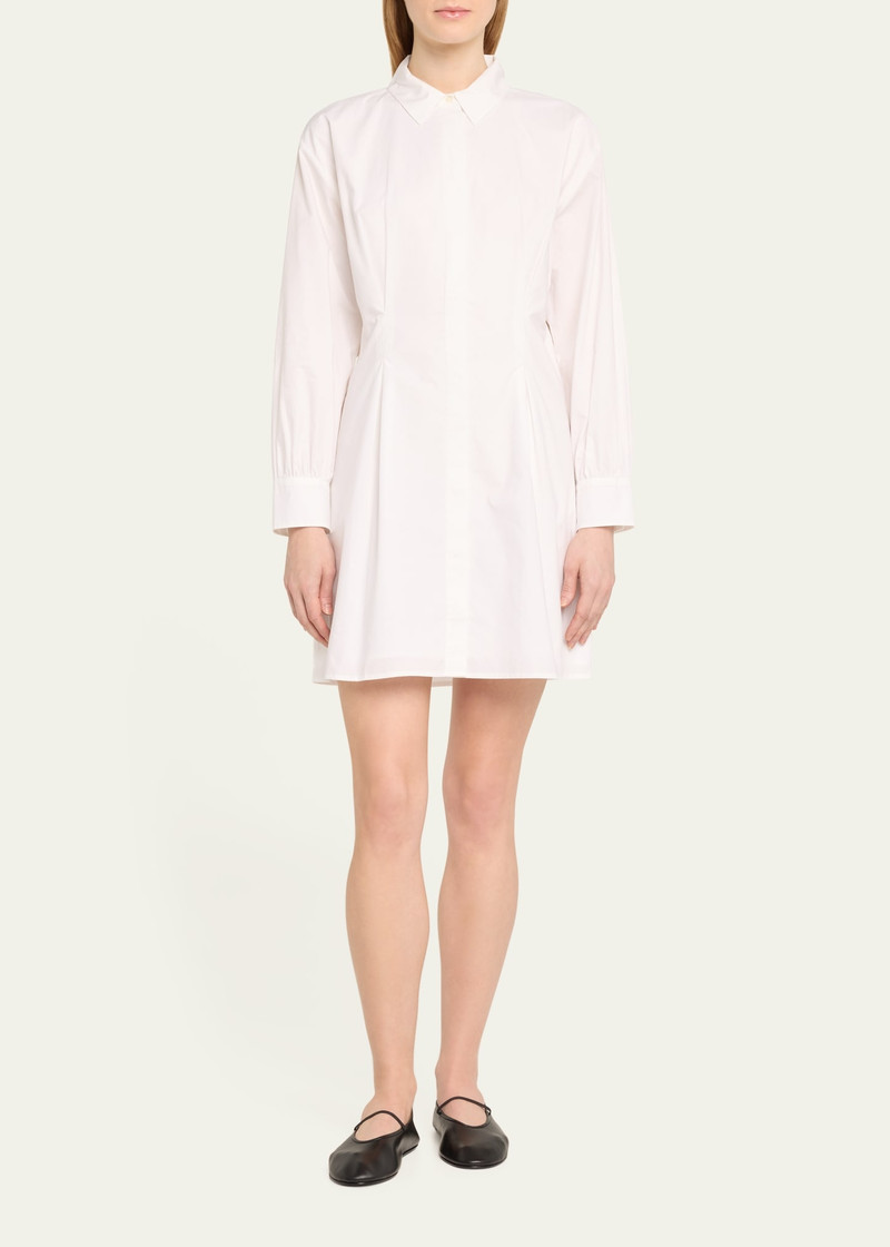 FRAME Pleated Poplin Long-Sleeve Mini Shirtdress outlook