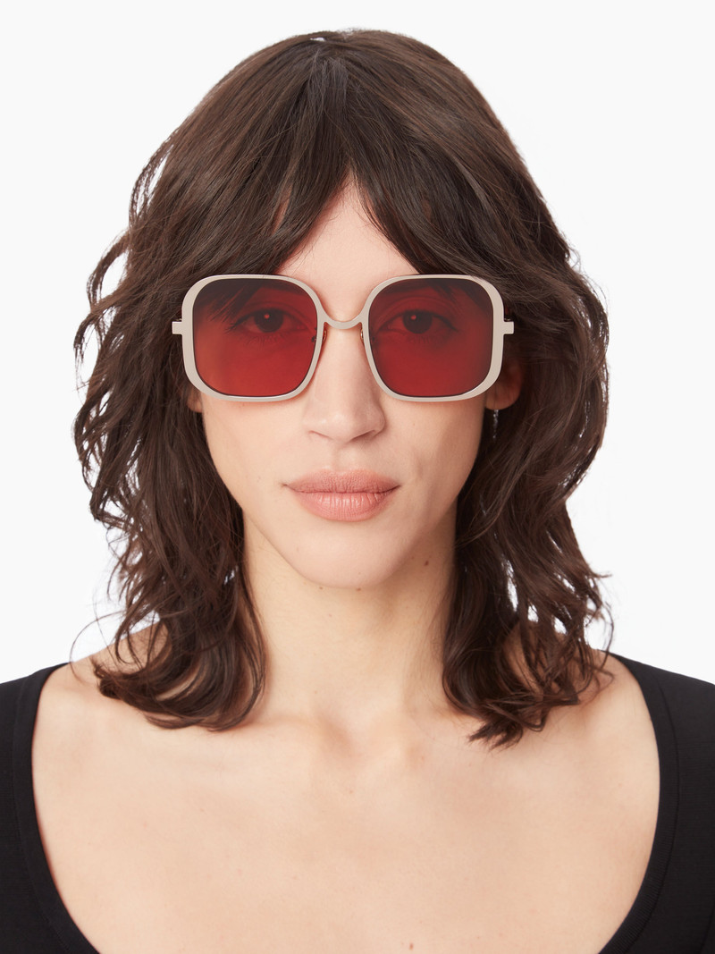 NINA RICCI Upside-down square shiny light gold Sunglasses outlook