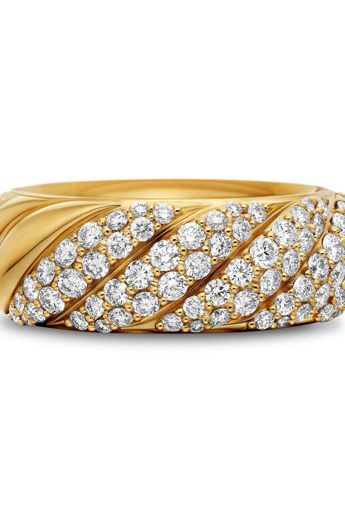 David Yurman Sculpted Cable Band Ring in 18K Yellow Gold with Pavé Diamonds at Nordstrom - 4