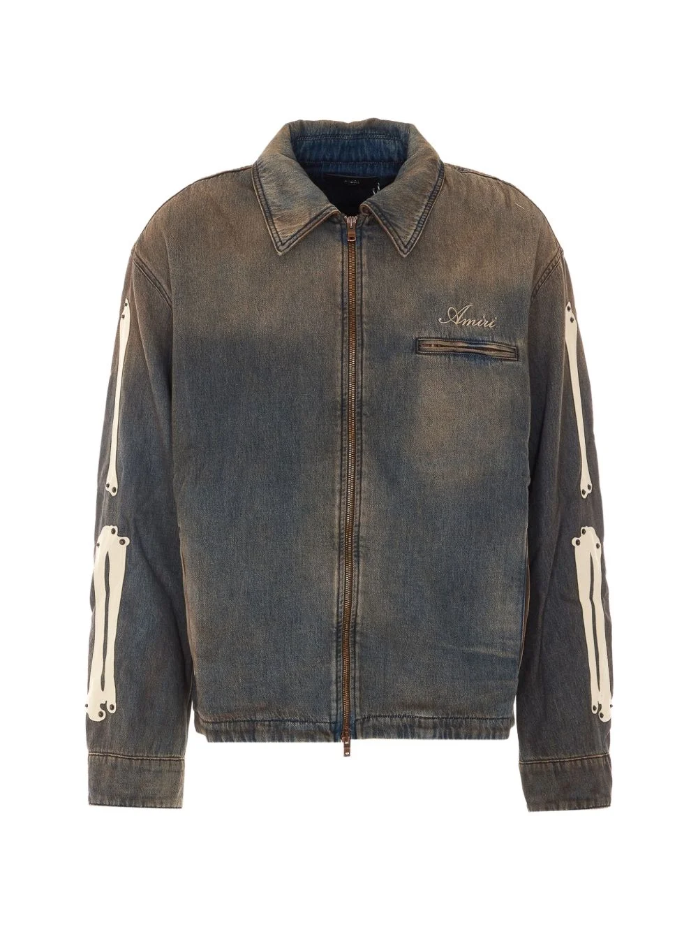 Lea Bones zip-up denim jacket - 1