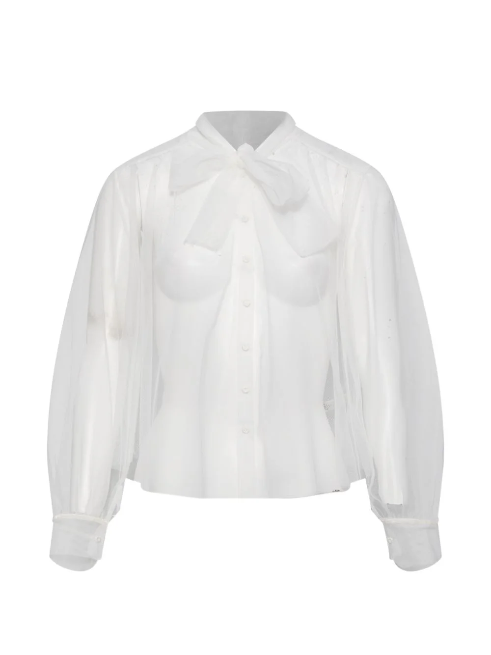 sheer pussy-bow blouse - 1
