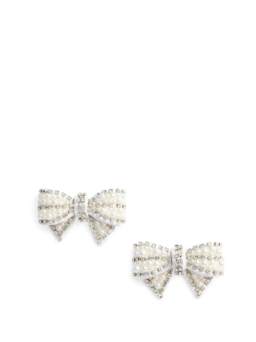pearl-embellished satin bow earrings - 1