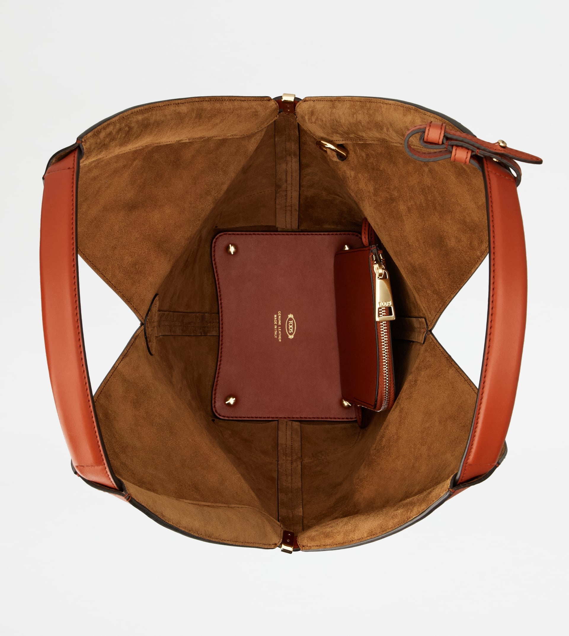 TOD'S DI BAG FOLIO SHOULDER BAG IN LEATHER SMALL - ORANGE 5