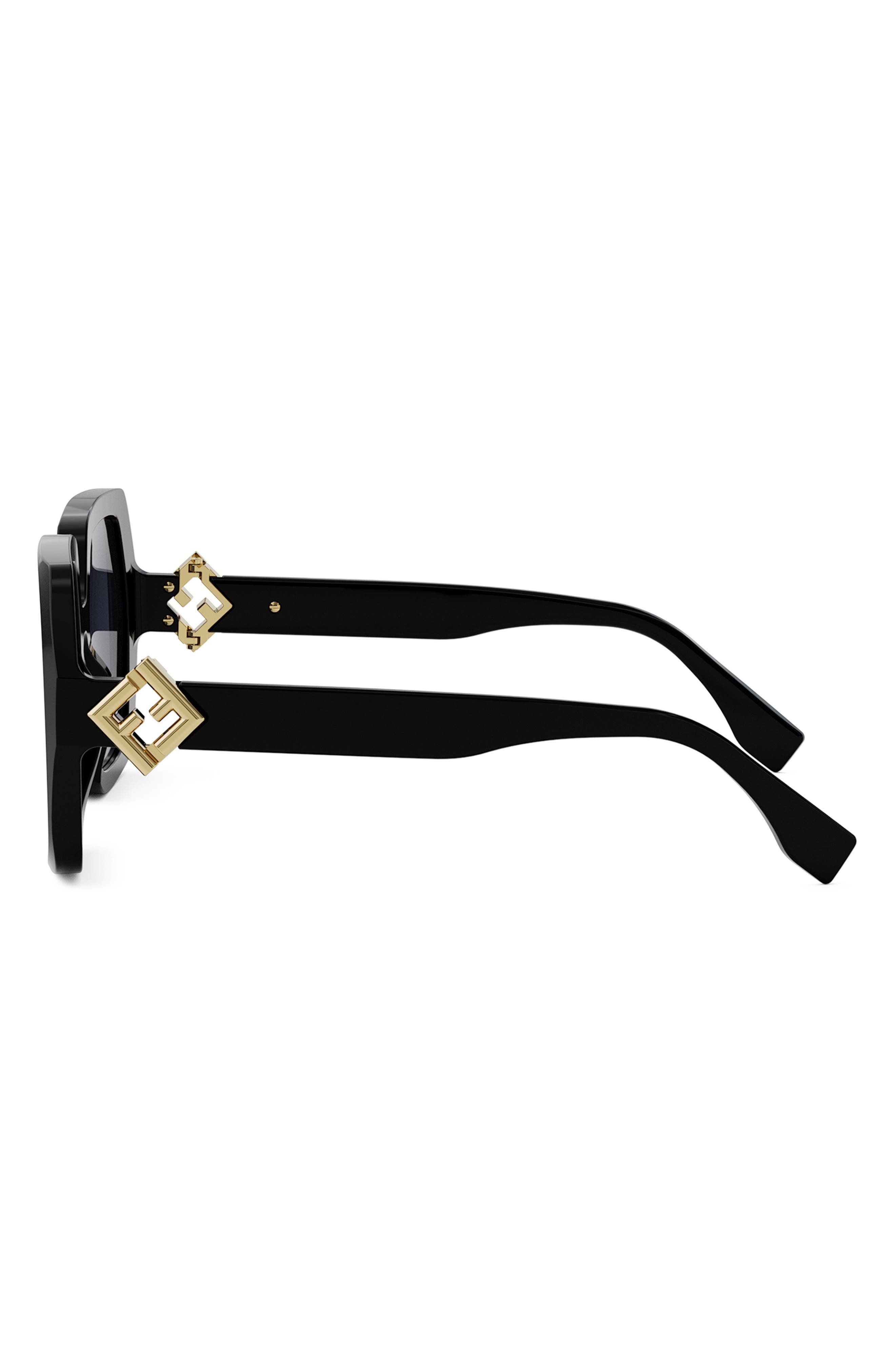 'Fendi Diamonds 51mm Square Sunglasses in Shiny Black /Blue at Nordstrom - 5