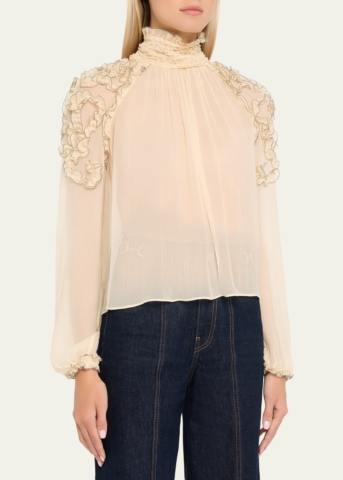 Magdalena Long-Sleeve Silk Blouse - 4