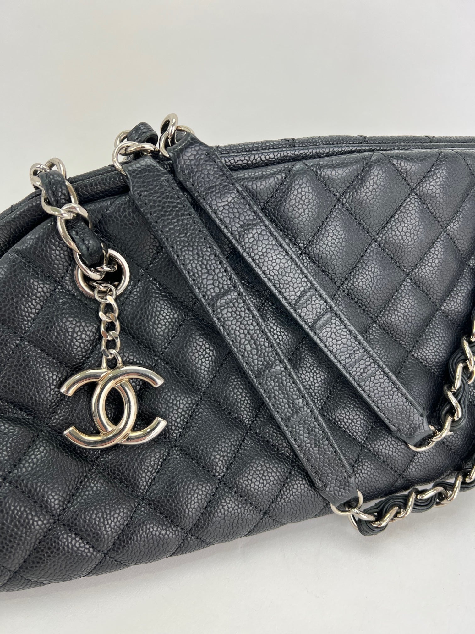 CHANEL Just Mademoiselle Quilted Caviar Black Bowling Shoulder - 5
