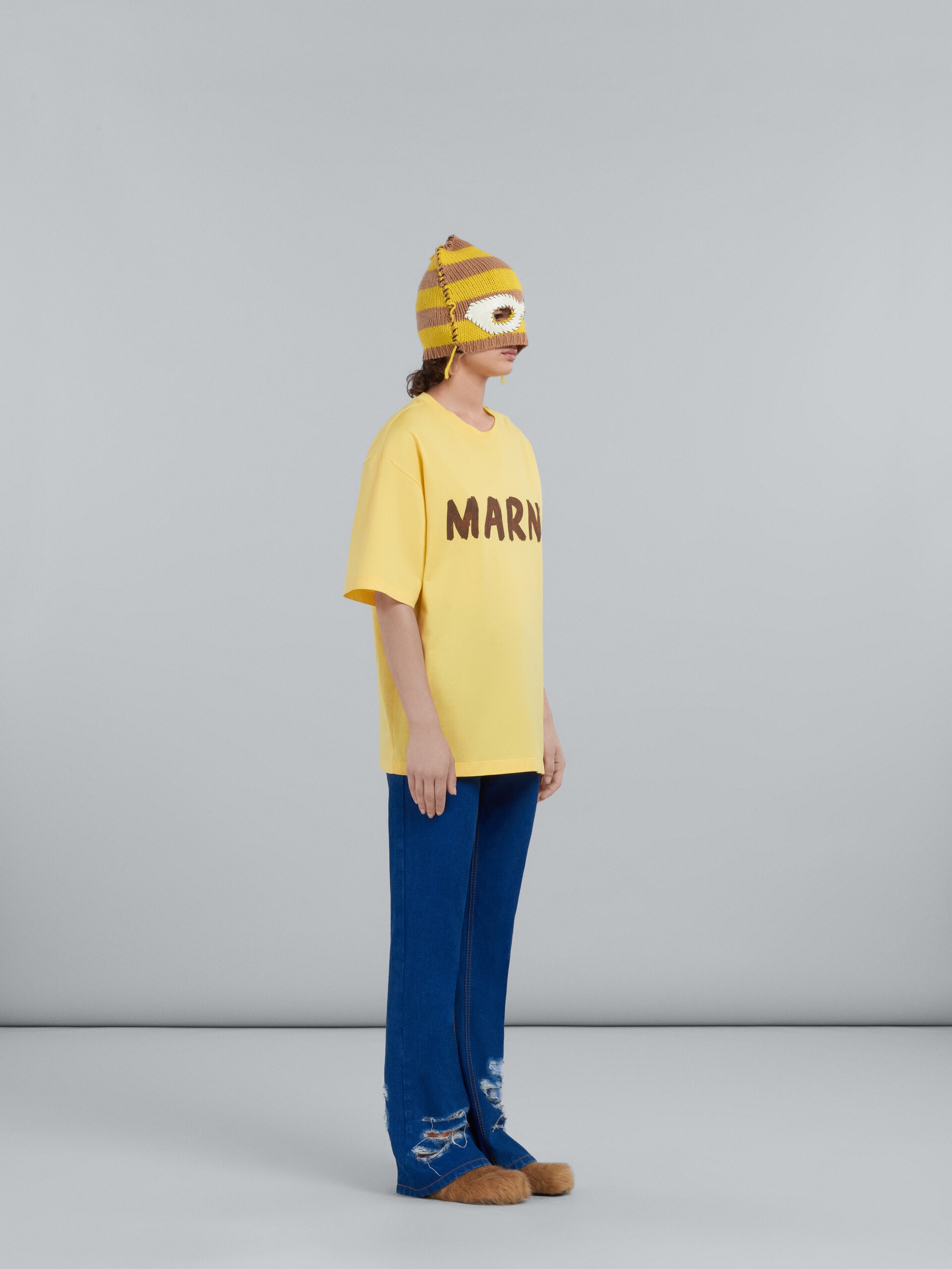 REGULAR FLARED TROUSERS IN DENIM AND MOHAIR - 5