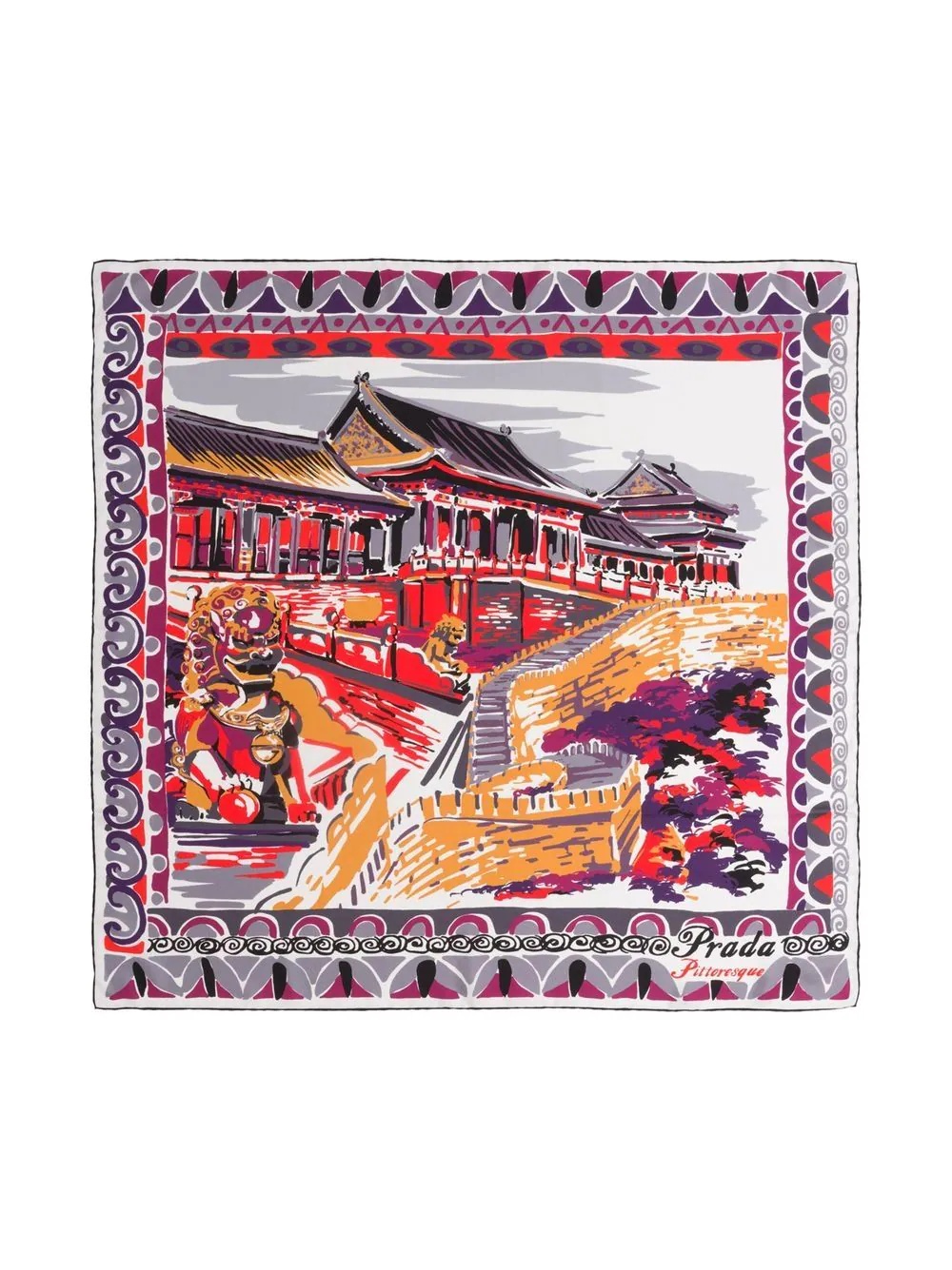 Pittoresque Beijing printed silk foulard - 2