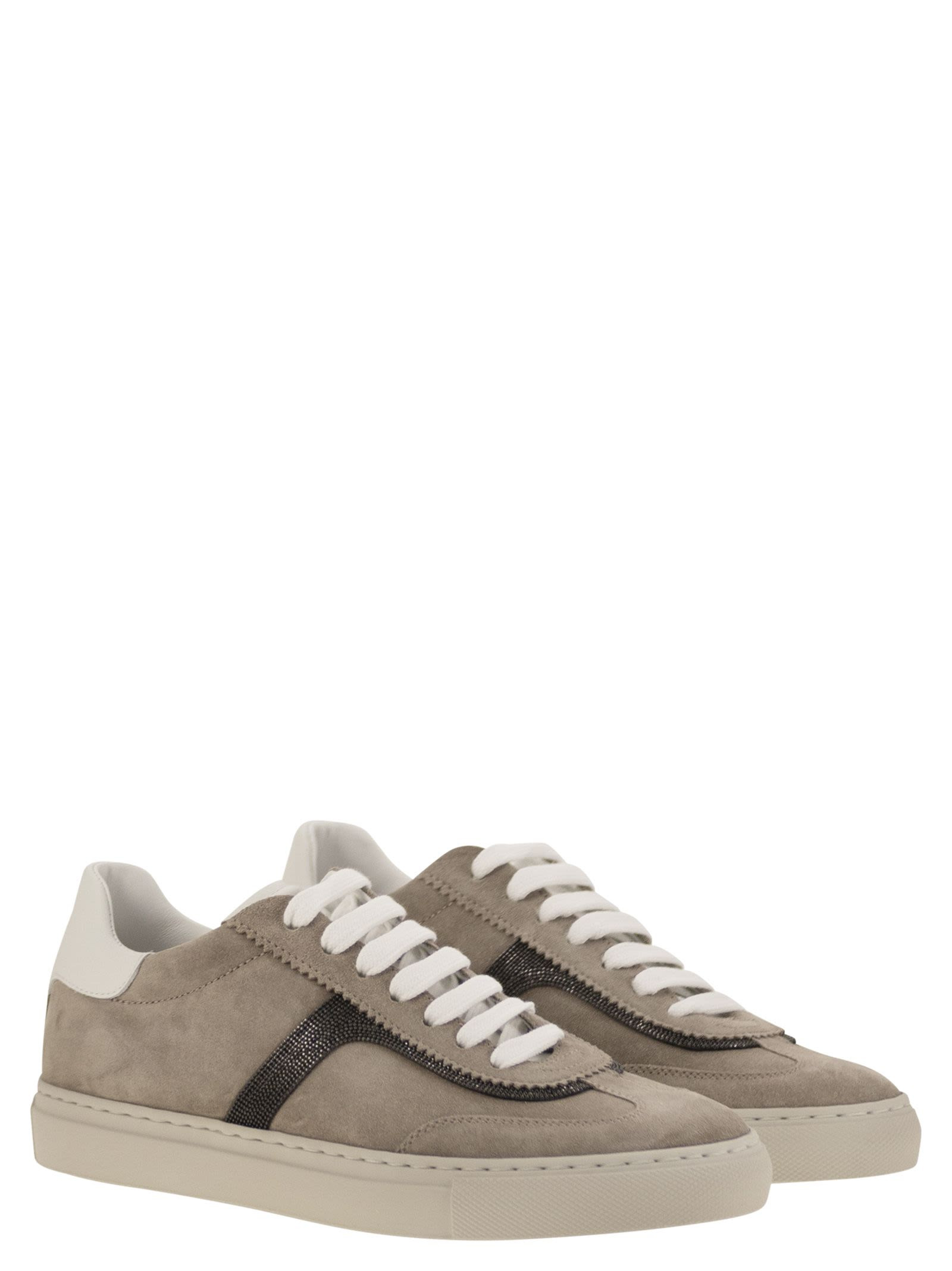 Brunello Cucinelli Women Suede Trainers With Precious Detailing - 4