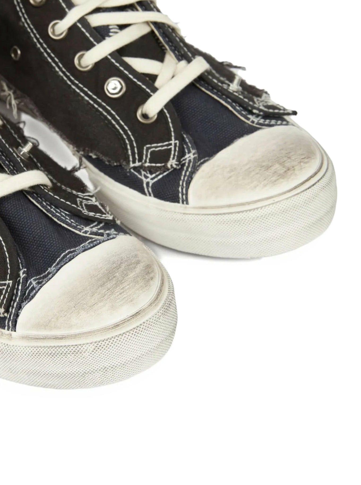 "LOVE TO DEATH" HIGH-TOP CANVAS SNEAKERS WITH DESTRUCTURED DETAILS - 4