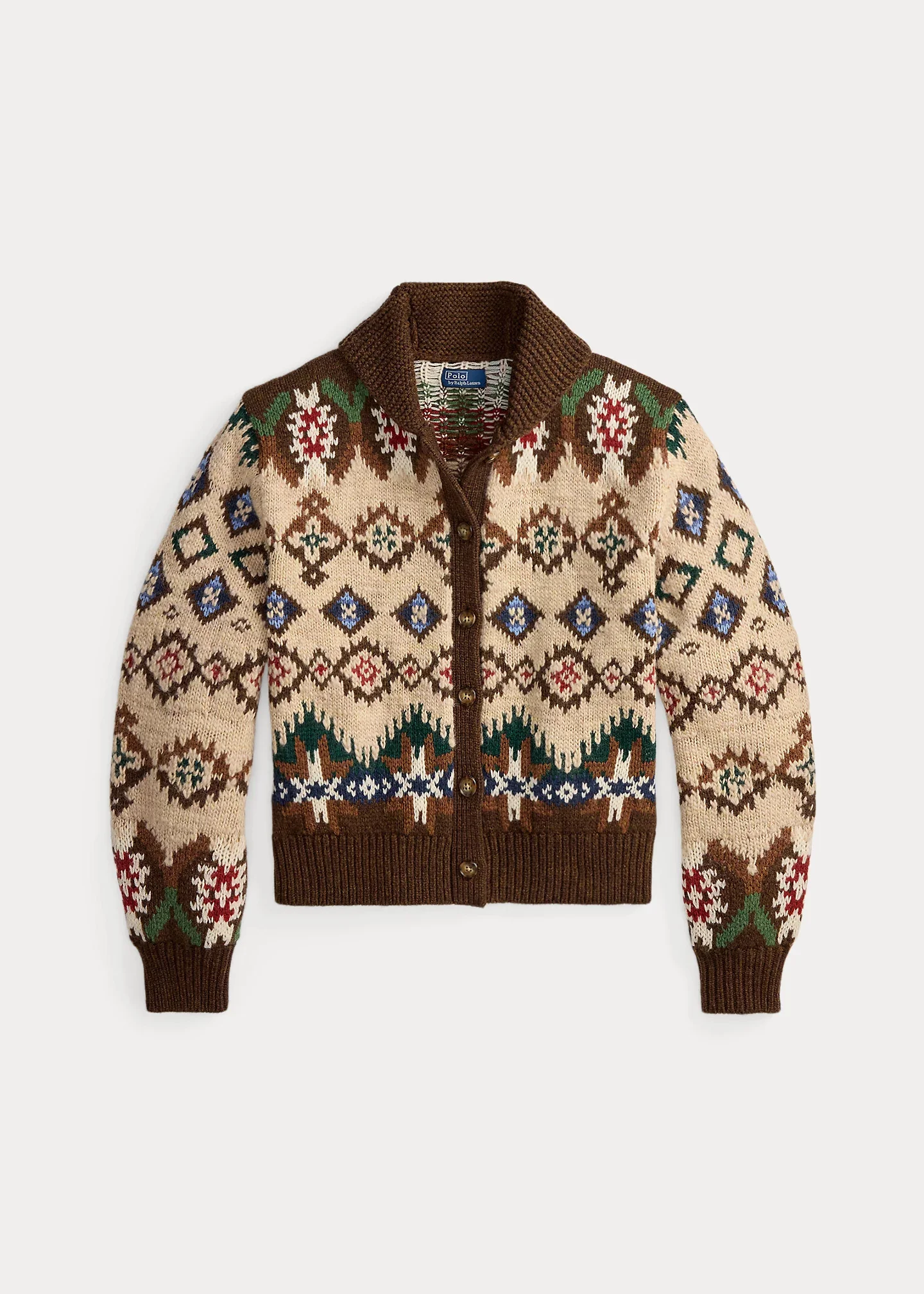Geo-Pattern Wool-Cashmere Cardigan - 1