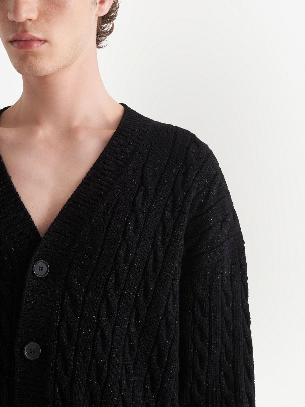 cable-knit metallic threading cardigan - 4
