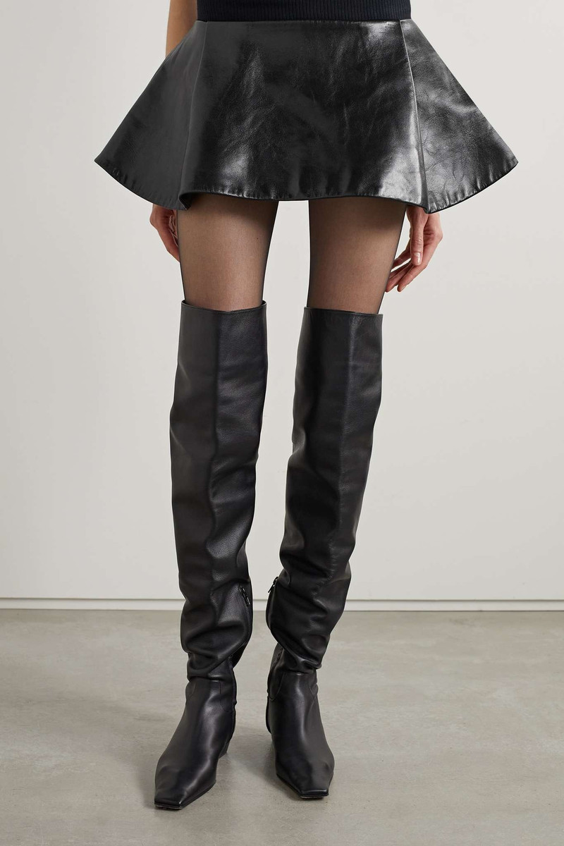 Rafla pleated leather mini skirt 3