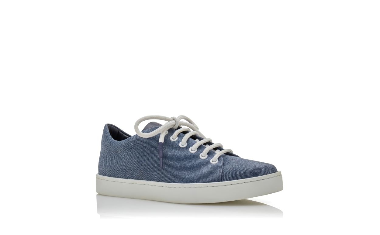 Blue Denim Lace-Up Sneakers - 4