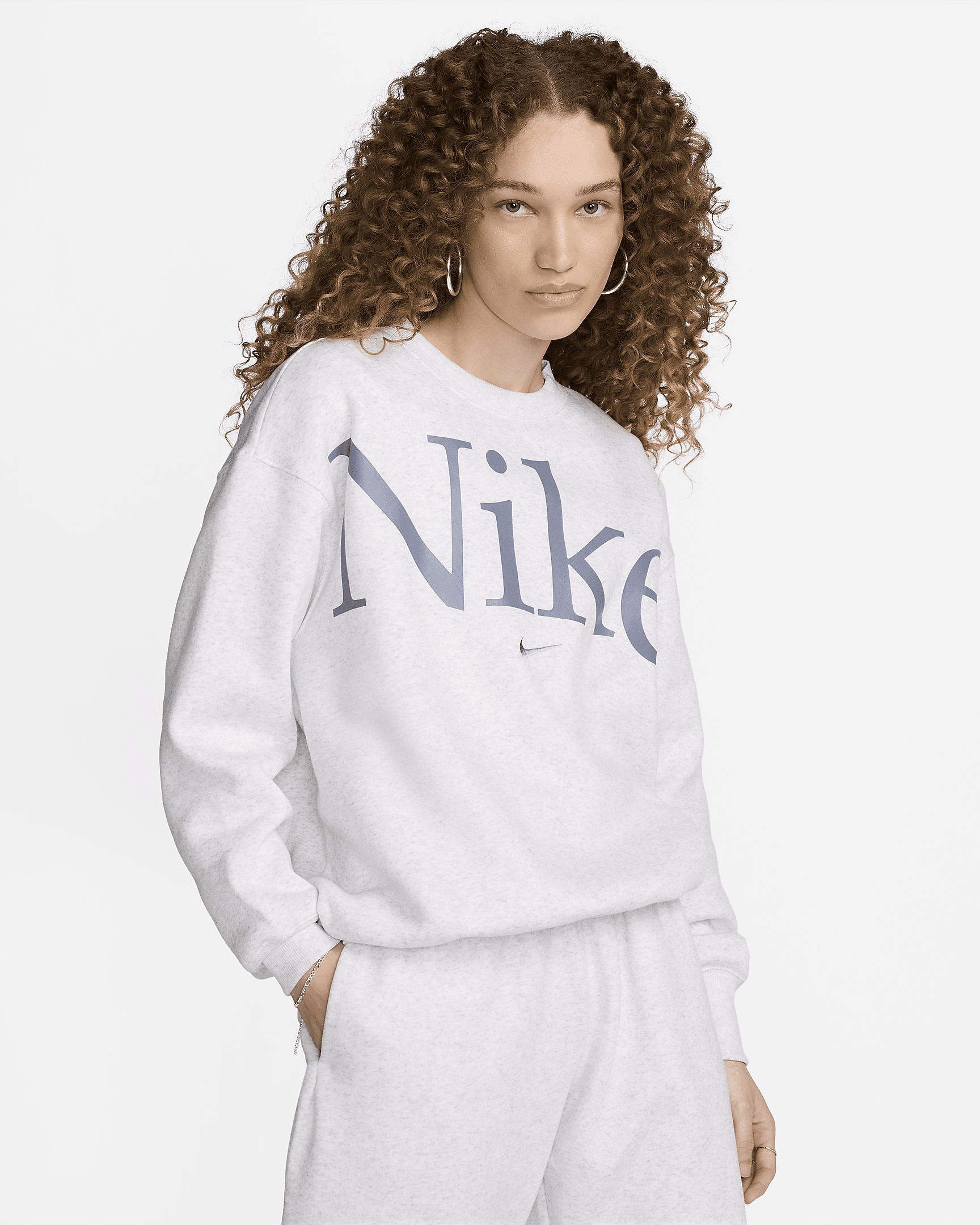 Women's Nike Sportswear Phoenix Fleece Oversized Crew-Neck Logo Sweatshirt - 1