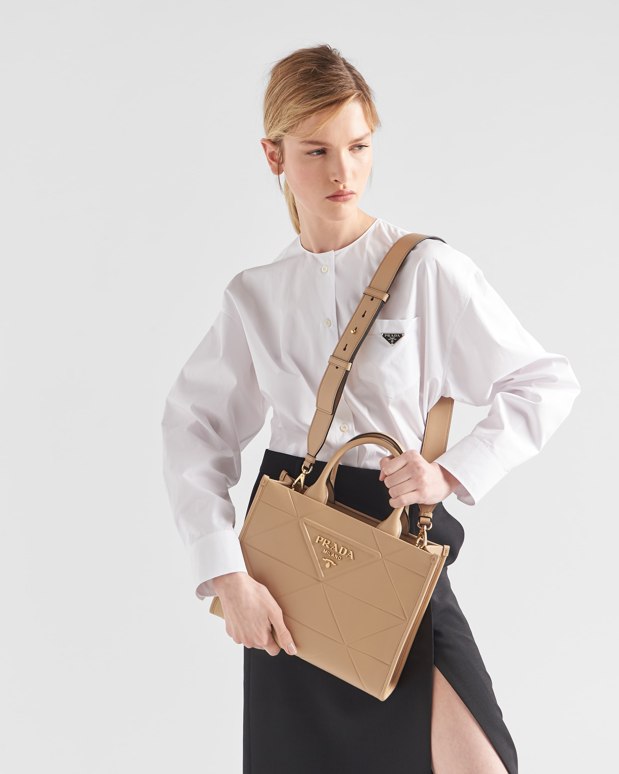 Prada Small leather Prada Symbole bag with topstitching