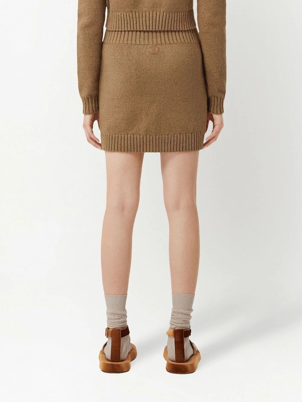 logo-embroidered knitted miniskirt - 4