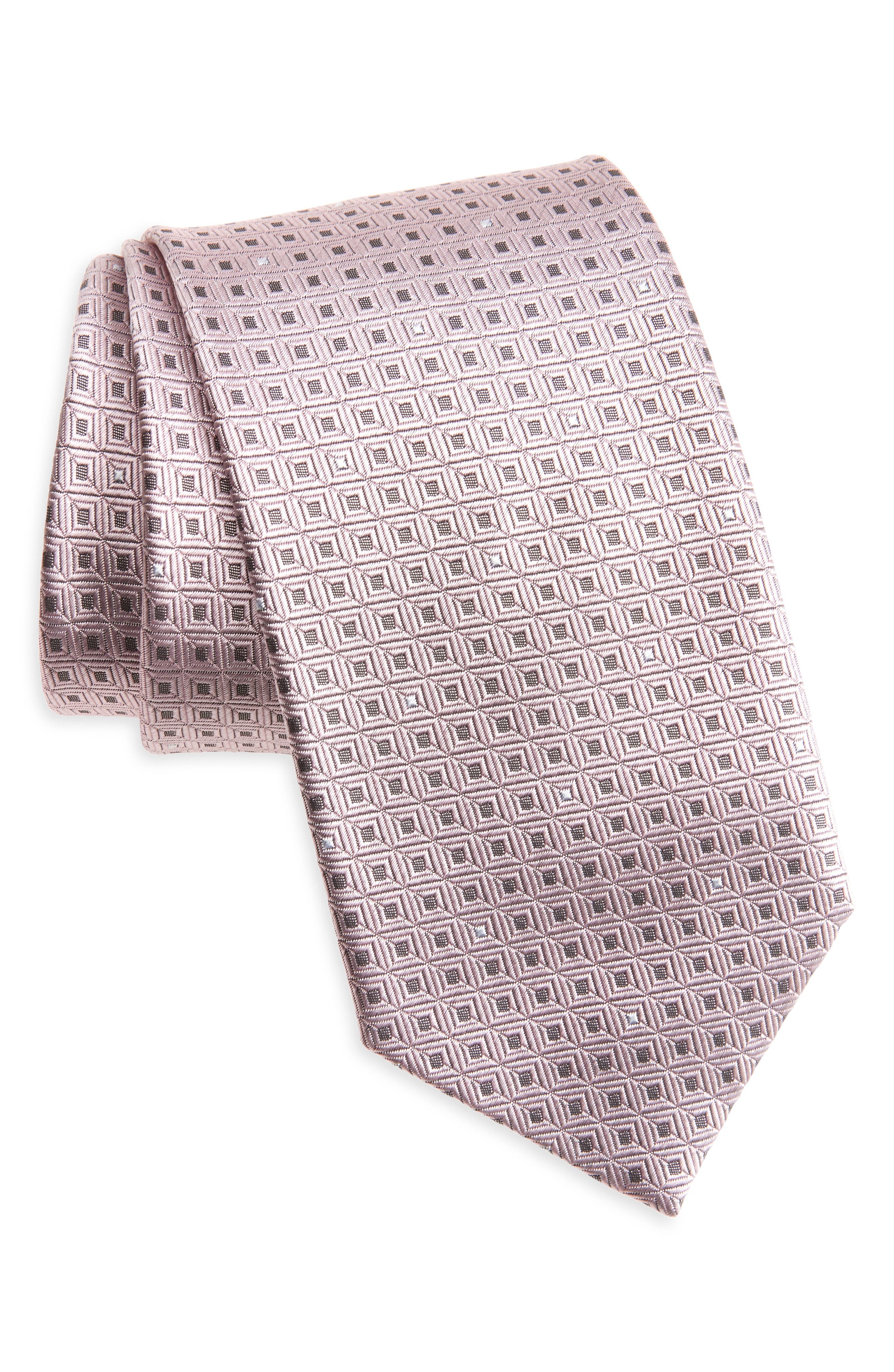 Brioni Geometric Pattern Silk Tie in Pink at Nordstrom - 1