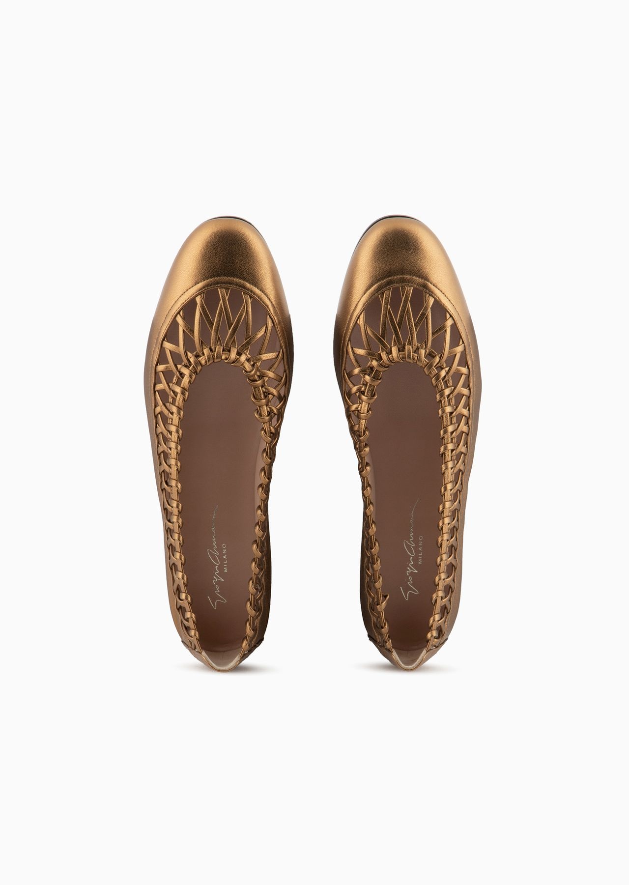 Woven laminated nappa-leather ballerinas - 3