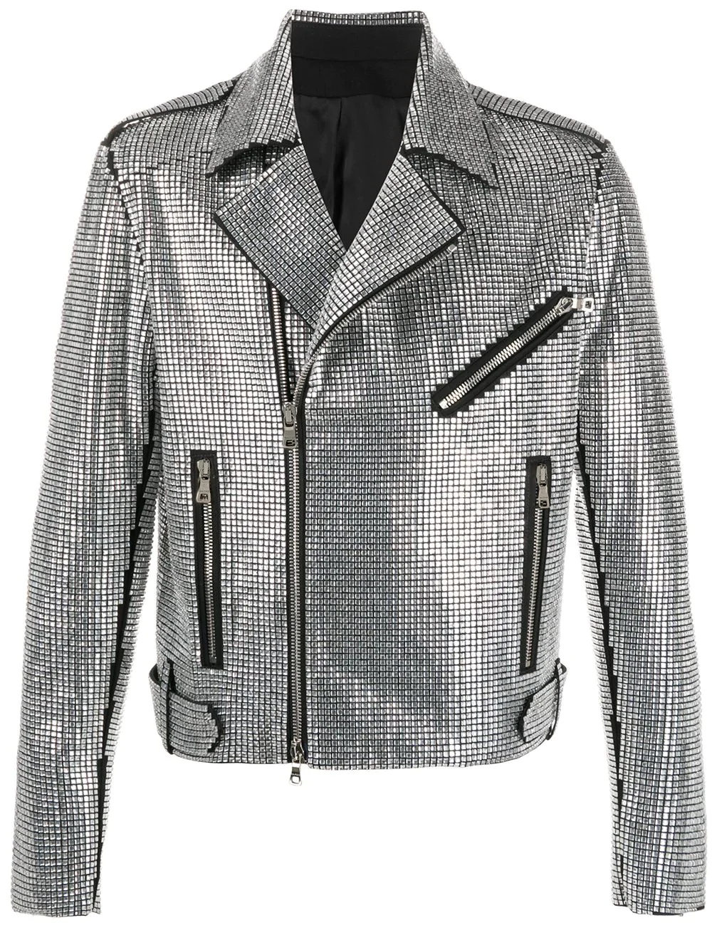 crystal-embellished biker jacket - 1