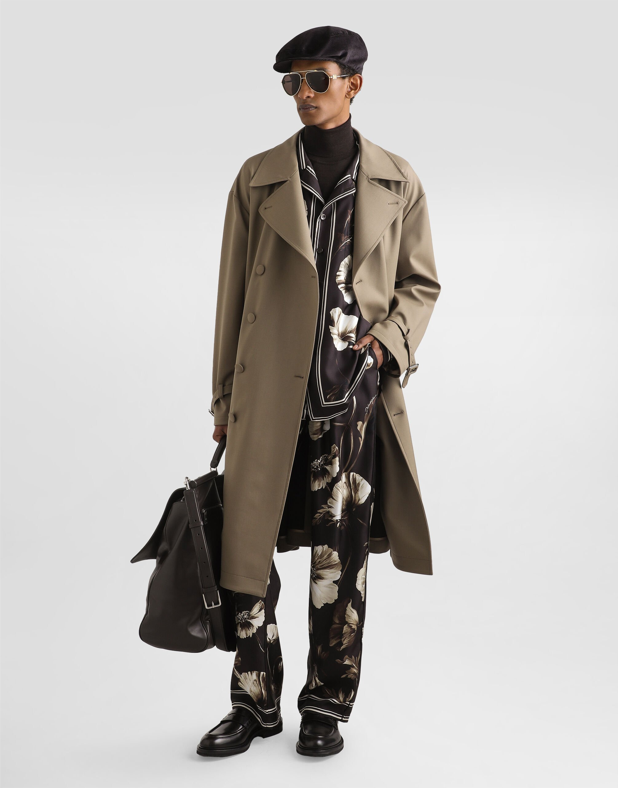 Poppy-print silk twill trousers - 4