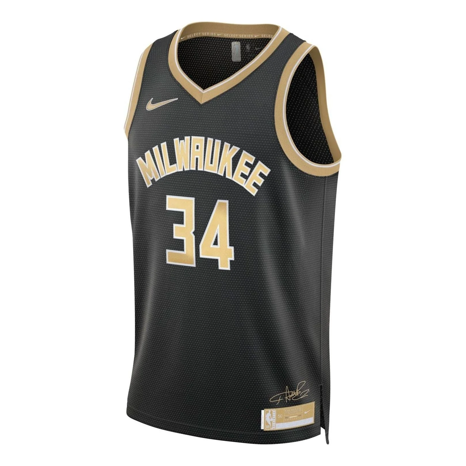 Nike Dri-FIT NBA Giannis Antetokounmpo Milwaukee Bucks 2024 Swingman Jersey 'Black Gold' FN5911-053 - 1