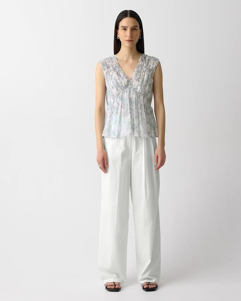 Ruched Sleeveless Top in Floral Silk 7