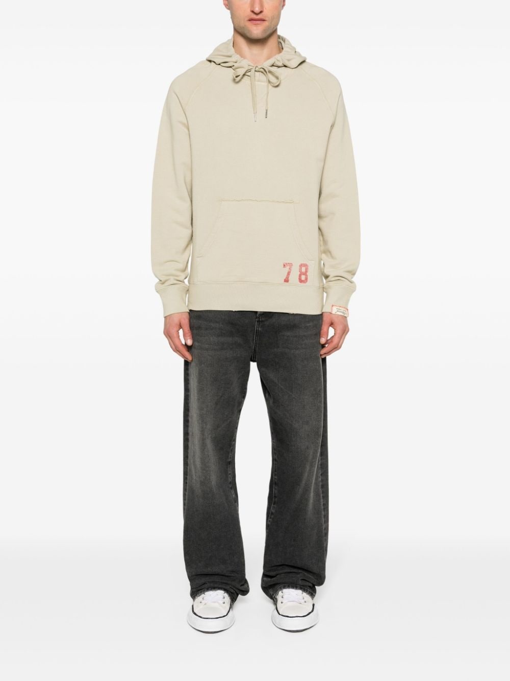 number-print cotton hoodie - 2