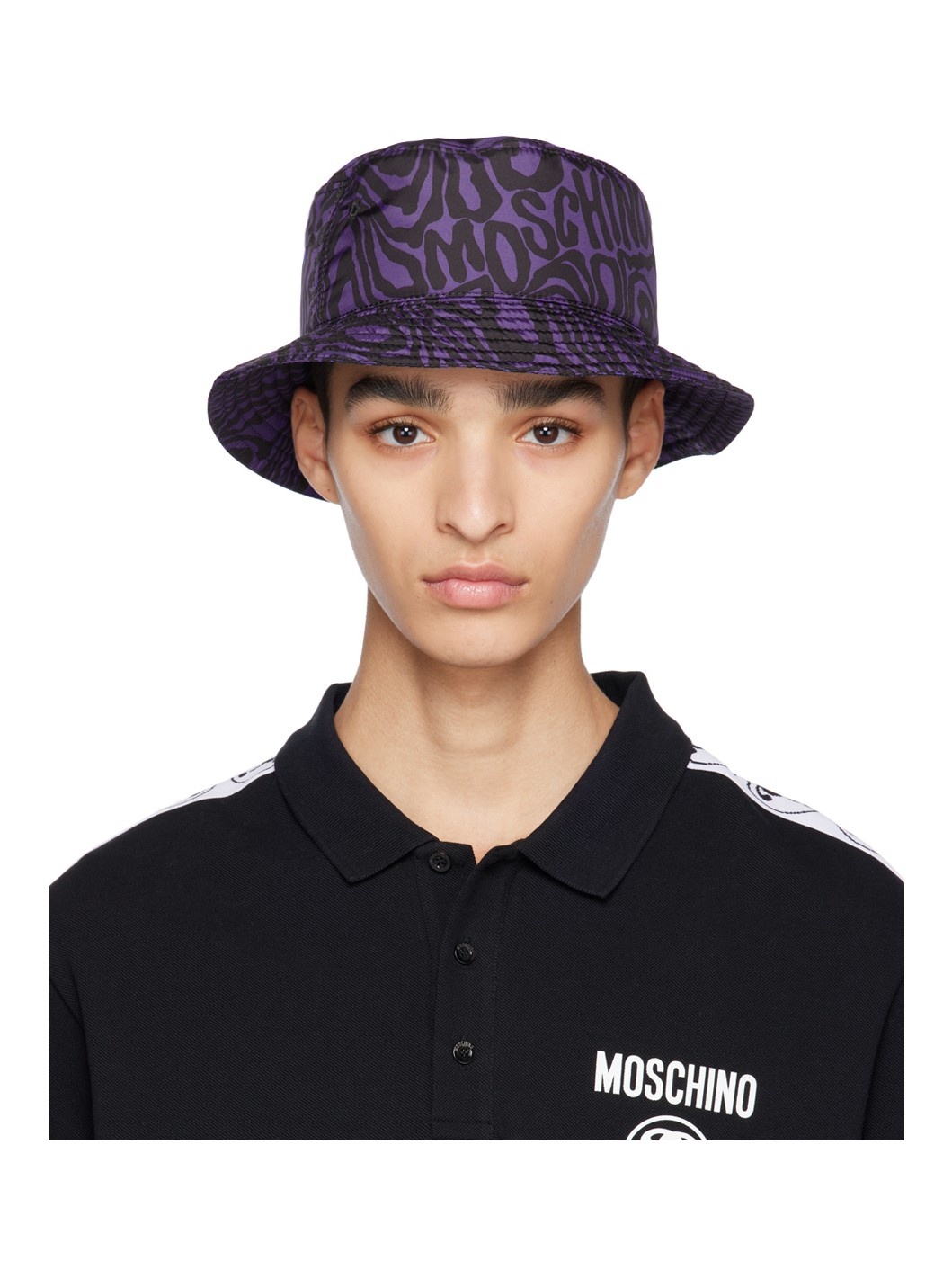 Purple & Black Graphic Bucket Hat - 1